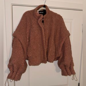 Rehab Lab Cropped Pink Teddy Jacket